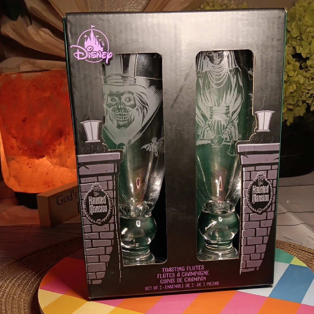 Disney Haunted Mansion Green and Black Toasting Flutes